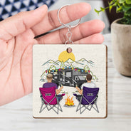 Clés des campeurs - Cadeau pour couples - Porte-clés en bois personnalisé
