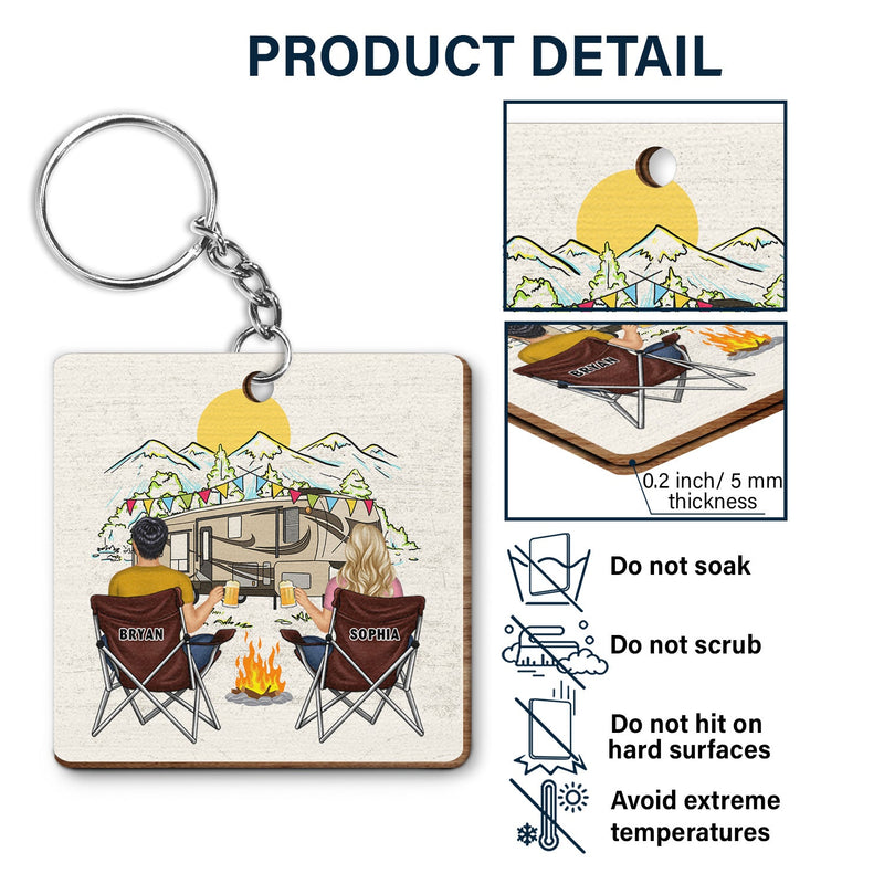 Keys To The Campers - Gift For Couples - Personalized Wooden Keychain
