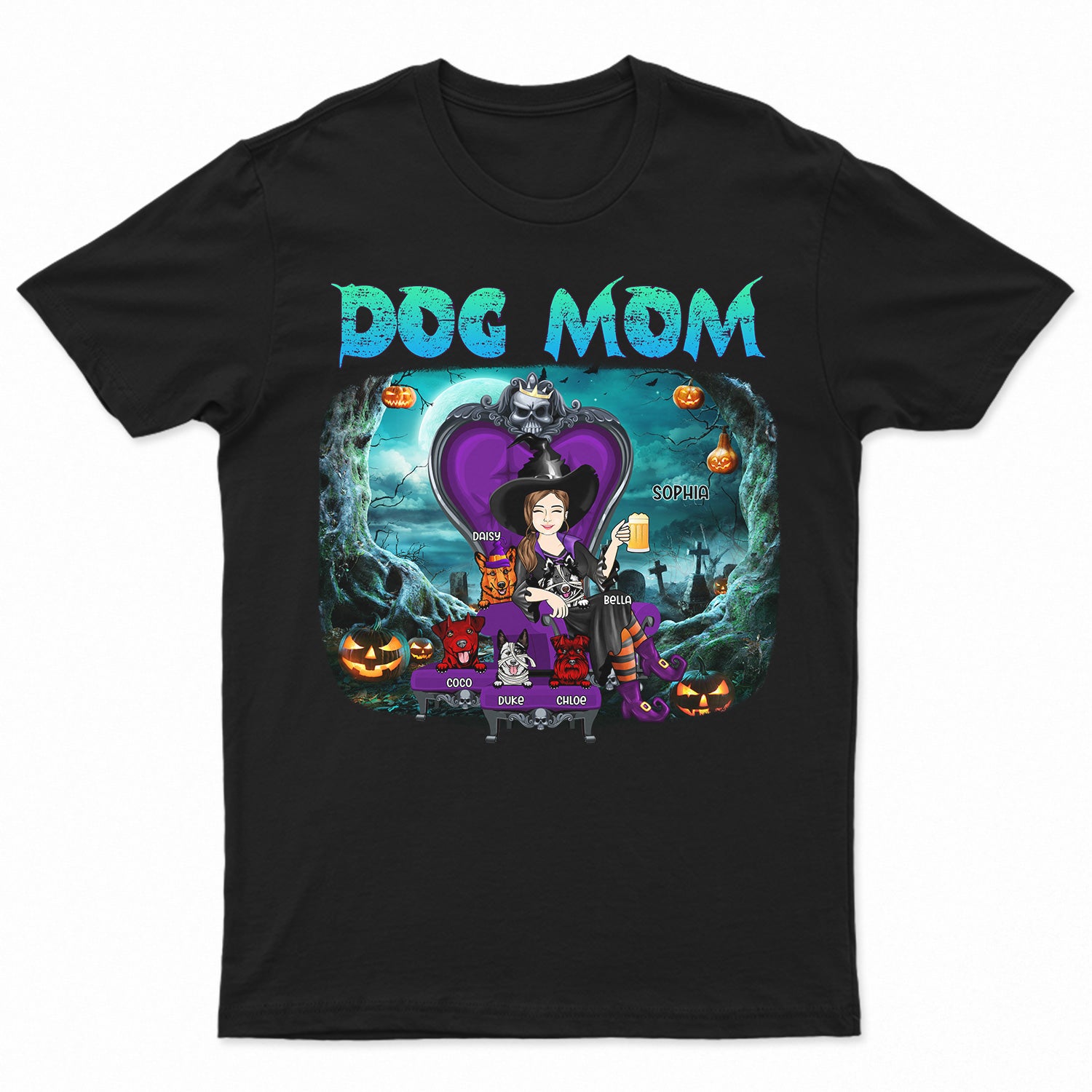 Dog Mom Halloween - Gift For Dog Lovers - Personalized T Shirt
