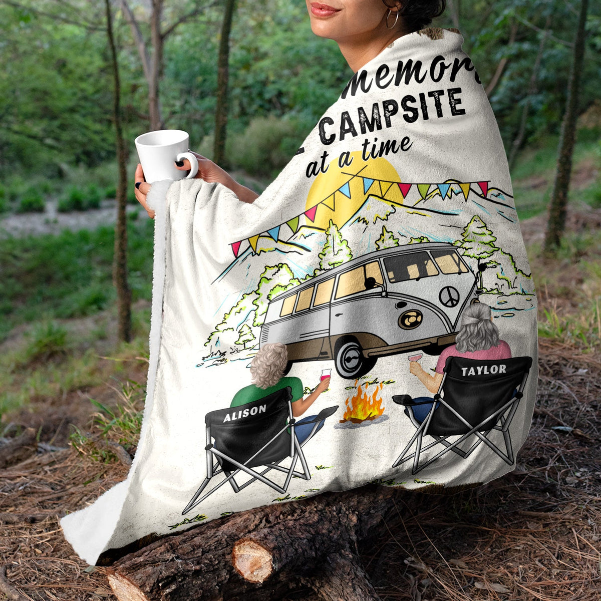 Home Is Where Making Memories One Campsite At A Time - Camping Family Gift - Personalized Fleece Blanket