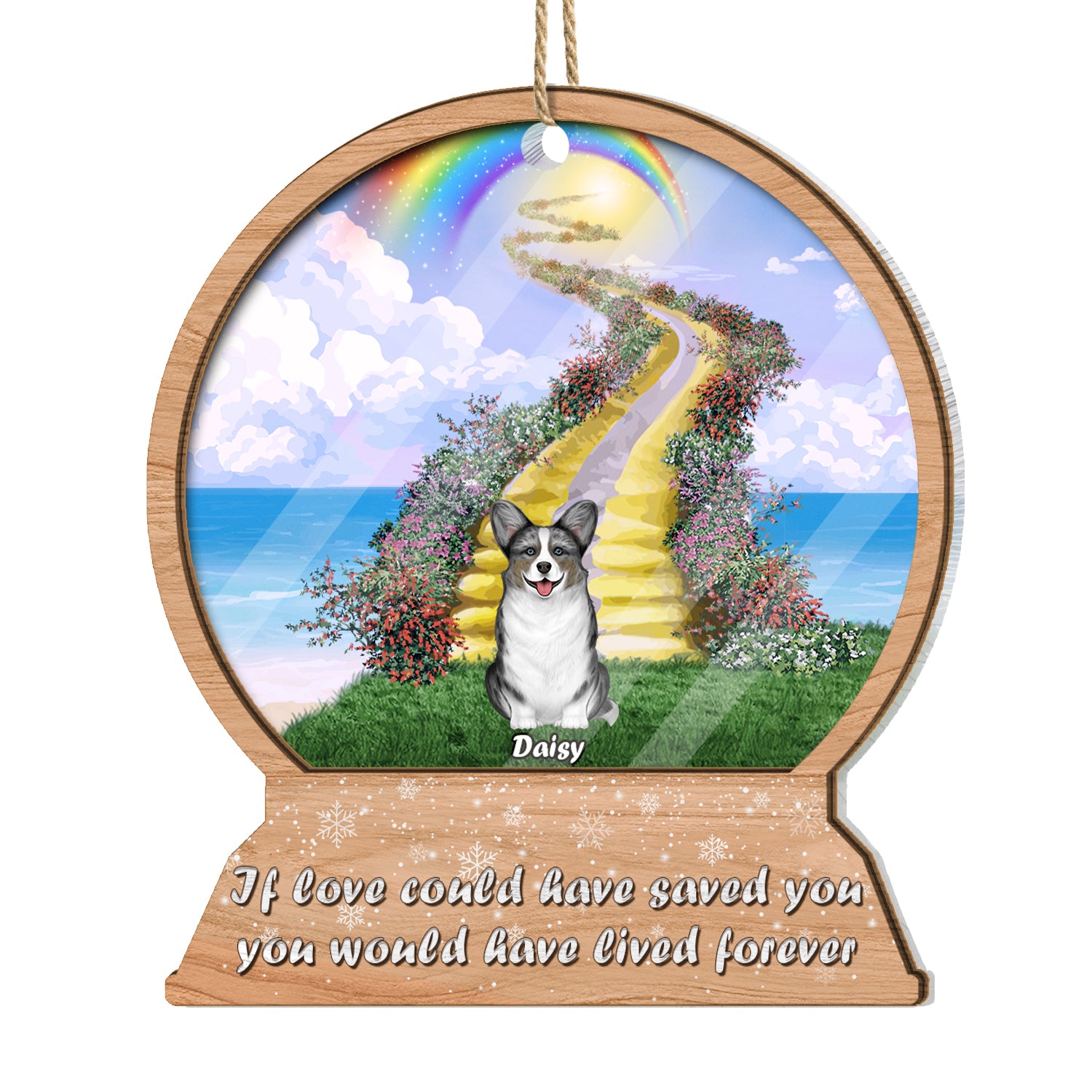 A Piece Of My Heart Is At The Rainbow Bridge - Christmas Dog Memorial Gift - Personalized 2-Layered Mix Ornament