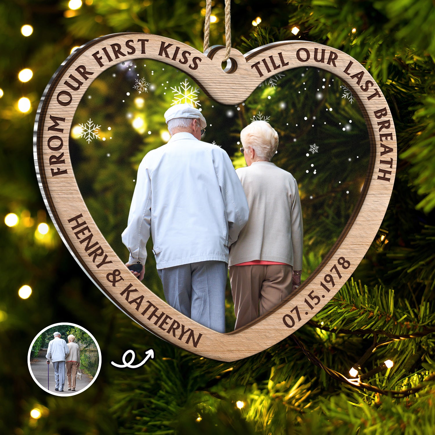 Custom Photo From Our First Kiss Till Our Last Breath - Christmas Gift For Couples - Personalized 2-Layered Mix Ornament
