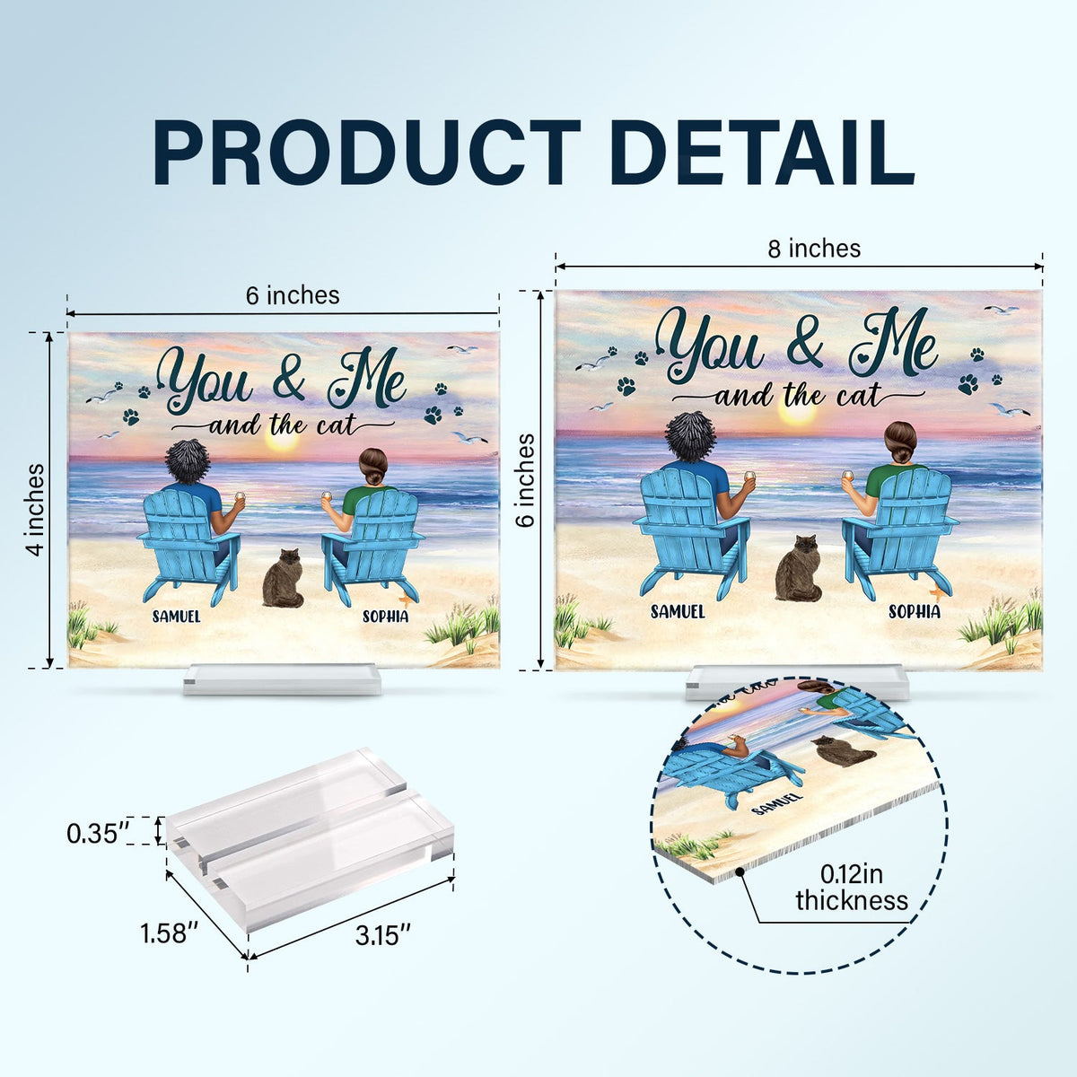 You And Me And The Dogs Peace Beach View - Gift For Pet Lovers - Personalized Horizontal Rectangle Acrylic Plaque