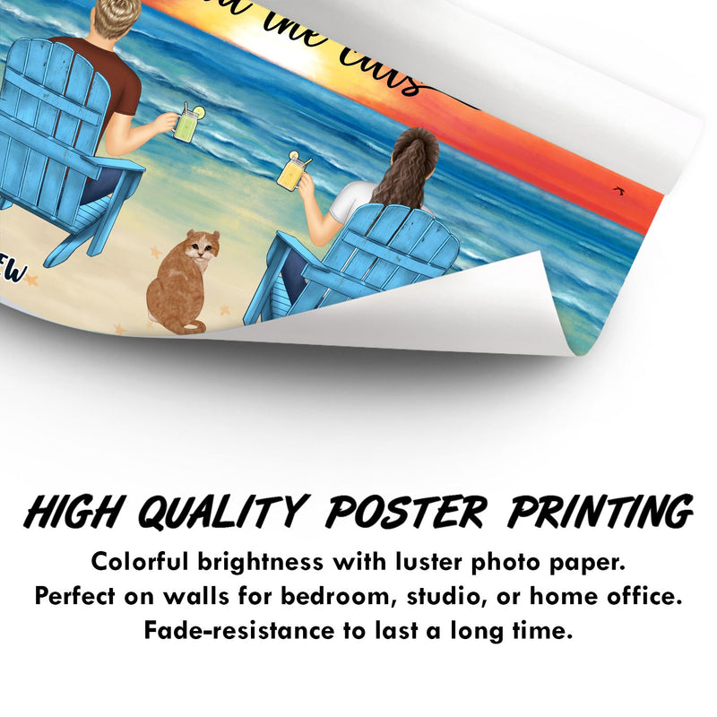 Toi, moi et les chiens : vue sur la plage – Cadeau pour les amoureux des animaux – Affiche personnalisée