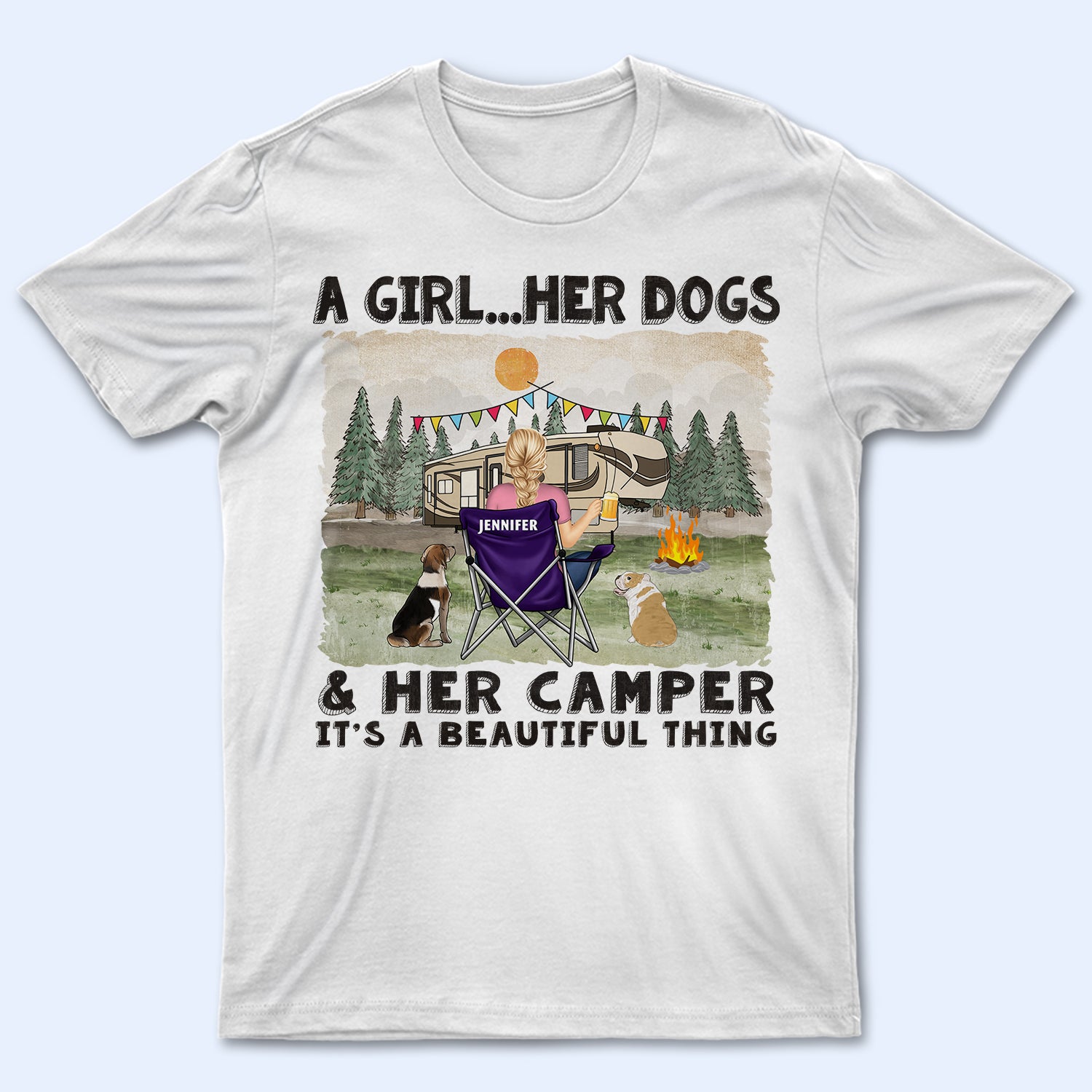 A Girl And Her Dogs Beautiful Thing - Gift For Camping Lovers - Personalized T Shirt