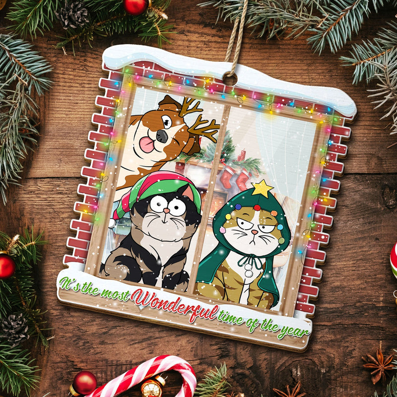 Most Wonderful Time Of The Year - Gift For Dog Cat Pet Lovers - Personalized Custom Shaped Wooden Ornament