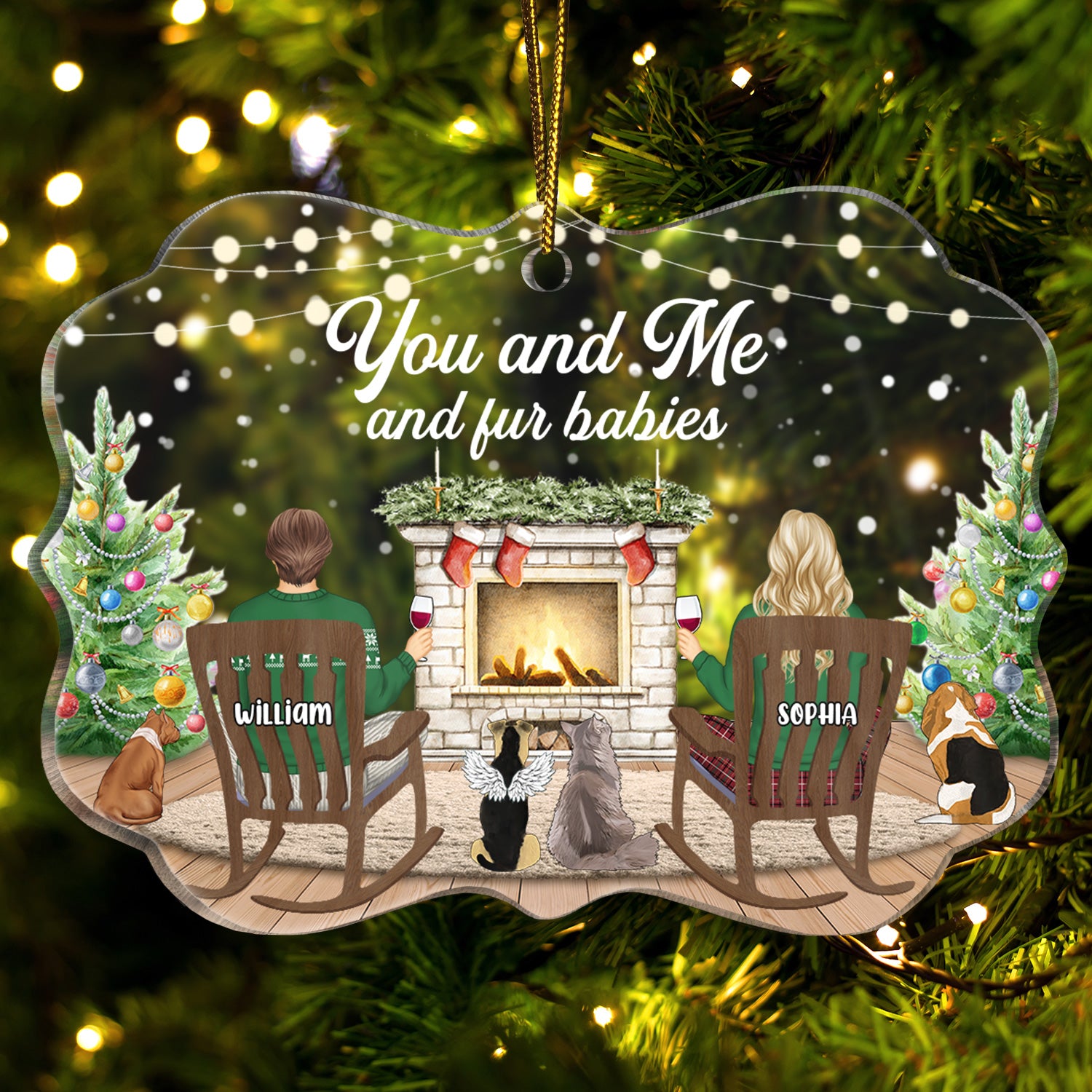 You And Me And The Dogs - Christmas Gift For Dog Lover - Personalized Medallion Acrylic Ornament