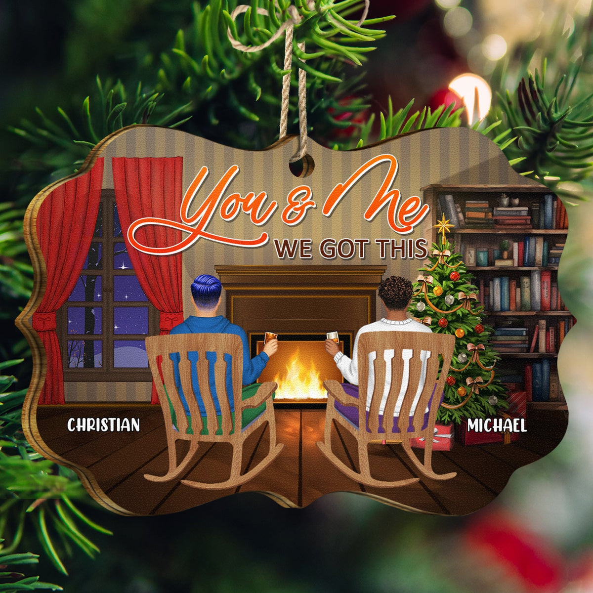 You And Me We Got This - Gift For Couples - Personalized Medallion Wooden Ornament