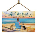 Et elle vécut heureuse pour toujours - Cadeau pour les amoureux des chiens - Panneau rectangulaire en bois personnalisé