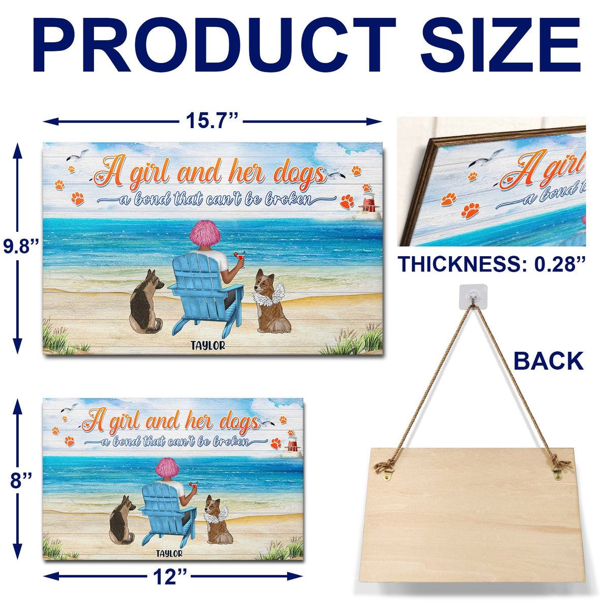 Et elle vécut heureuse pour toujours - Cadeau pour les amoureux des chiens - Panneau rectangulaire en bois personnalisé