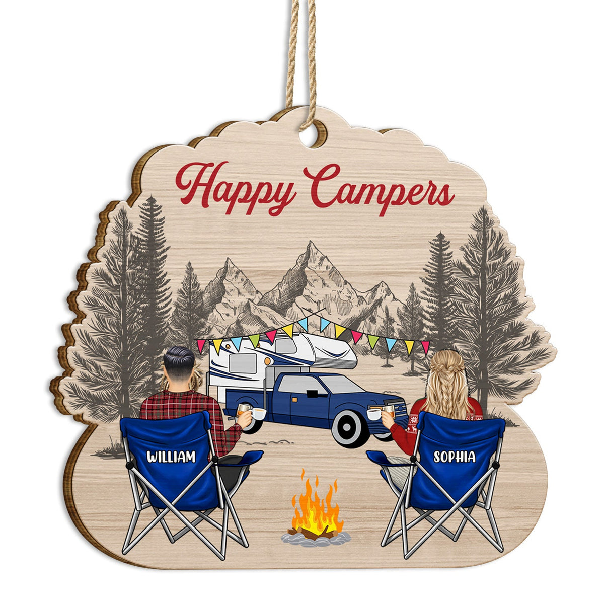 Personalized Camping Vertical Canvas - Gift Idea For Camping Lovers - Couple/Single Man/Woman With Up to 6 Pets - Let's Go Camping