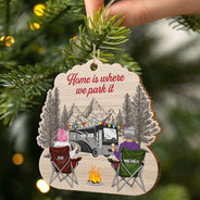 Joyeux campeurs - Cadeau de Noël pour les amateurs de camping - Décoration en bois personnalisée