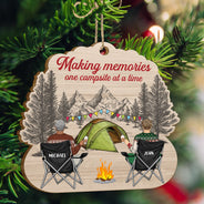 Joyeux campeurs - Cadeau de Noël pour les amateurs de camping - Décoration en bois personnalisée