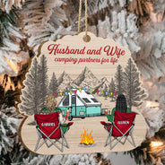 Joyeux campeurs - Cadeau de Noël pour les amateurs de camping - Décoration en bois personnalisée
