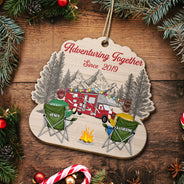 Joyeux campeurs - Cadeau de Noël pour les amateurs de camping - Décoration en bois personnalisée