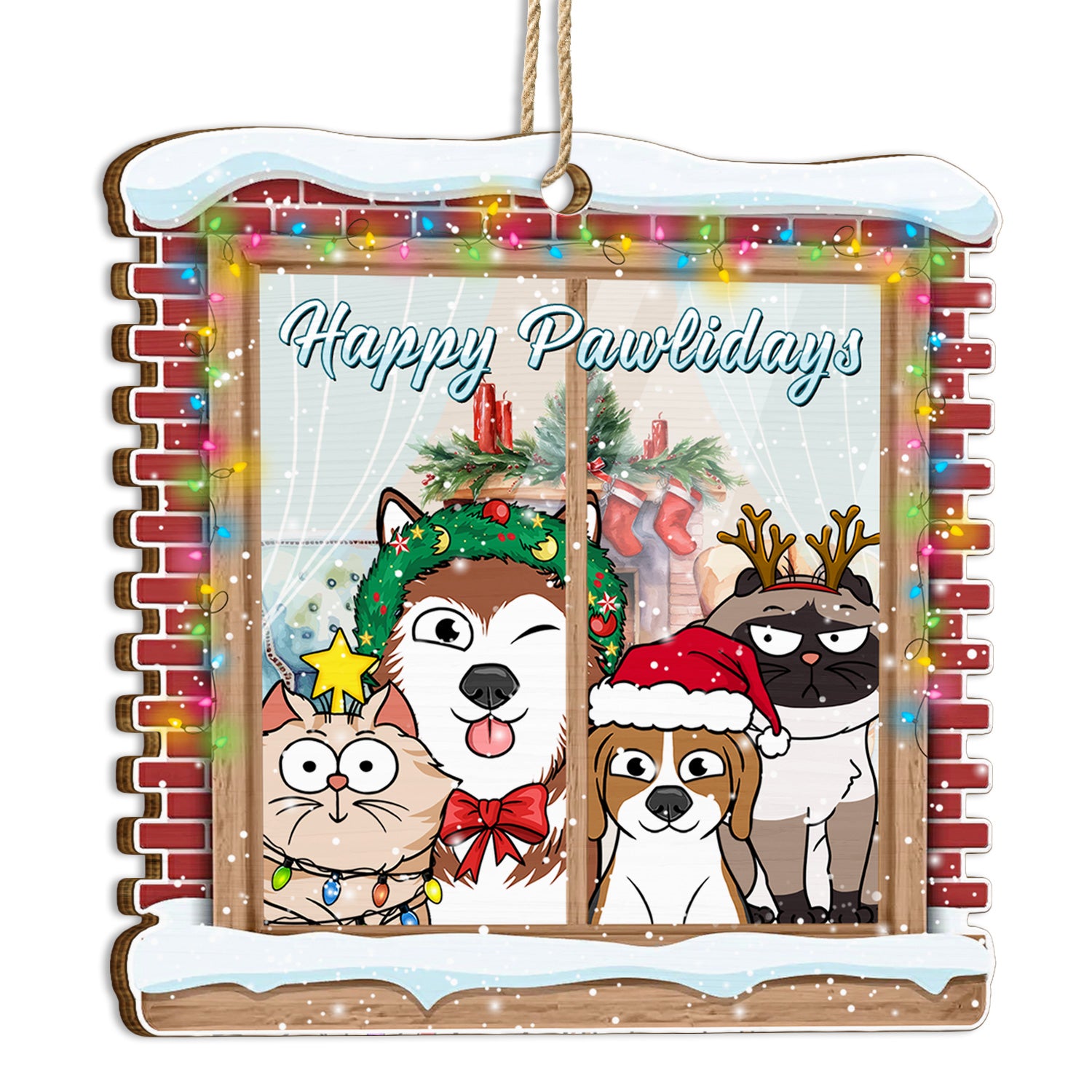 Happy Pawlidays - Christmas Gift For Dog Cat Lovers - Personalized Custom Shaped Wooden Ornament