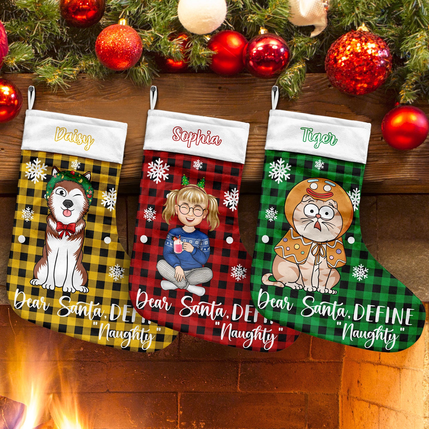 Dear Santa Define Naughty - Gift For Family - Personalized Christmas Stocking