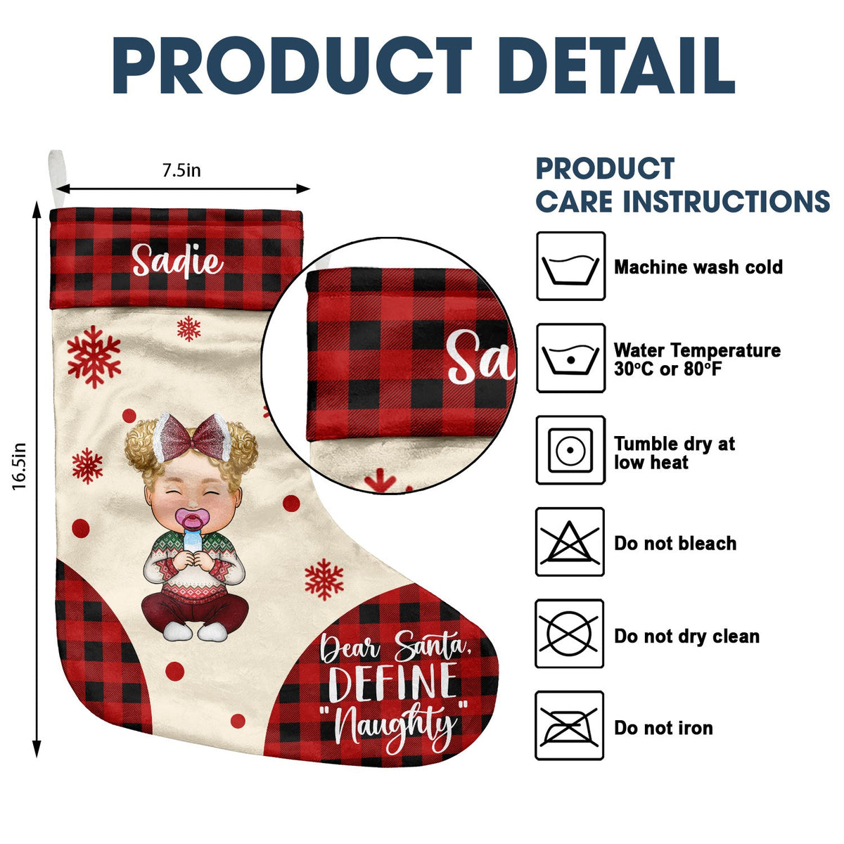 Dear Santa Define Naughty - Gift For Family - Personalized Christmas Stocking