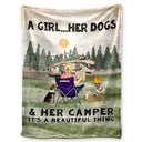 Une fille et ses chiens : une belle chose ! Cadeau pour les amateurs de camping ! Couverture polaire personnalisée