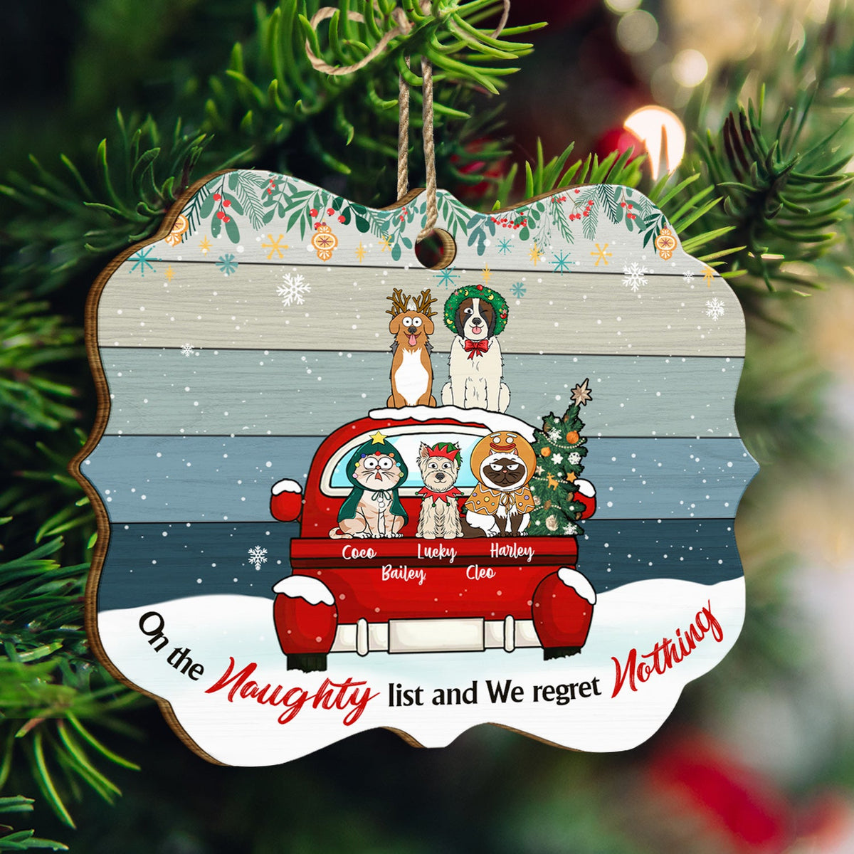 We Regret Nothing - Gift For Dog Cat Lovers - Personalized Custom Shaped Wooden Ornament