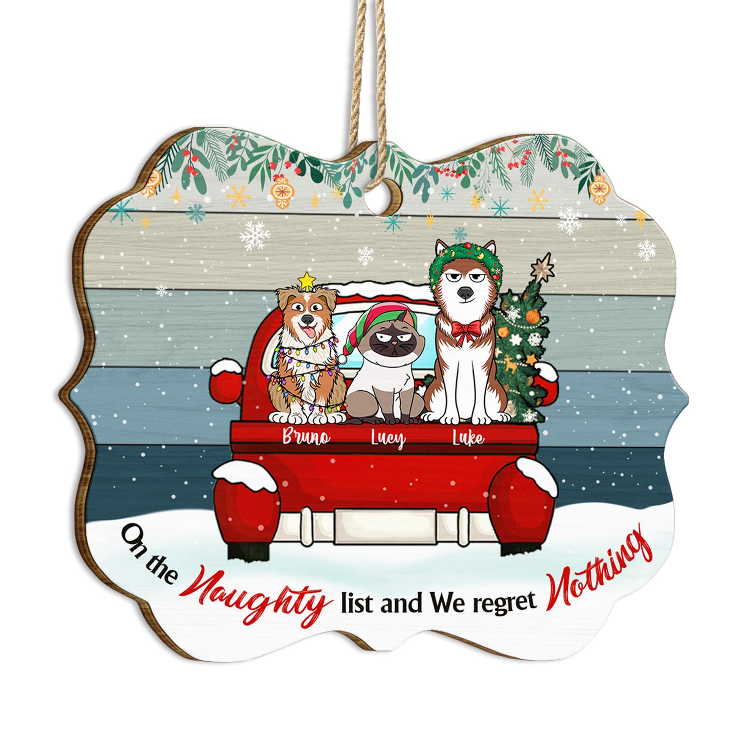 We Regret Nothing - Gift For Dog Cat Lovers - Personalized Custom Shaped Wooden Ornament