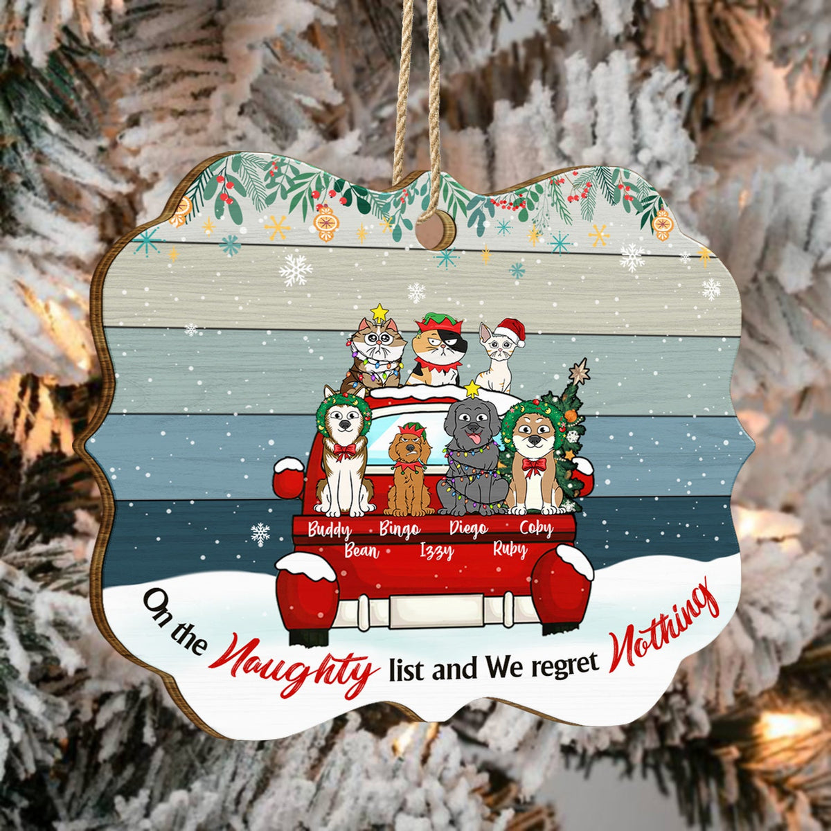 We Regret Nothing - Gift For Dog Cat Lovers - Personalized Custom Shaped Wooden Ornament