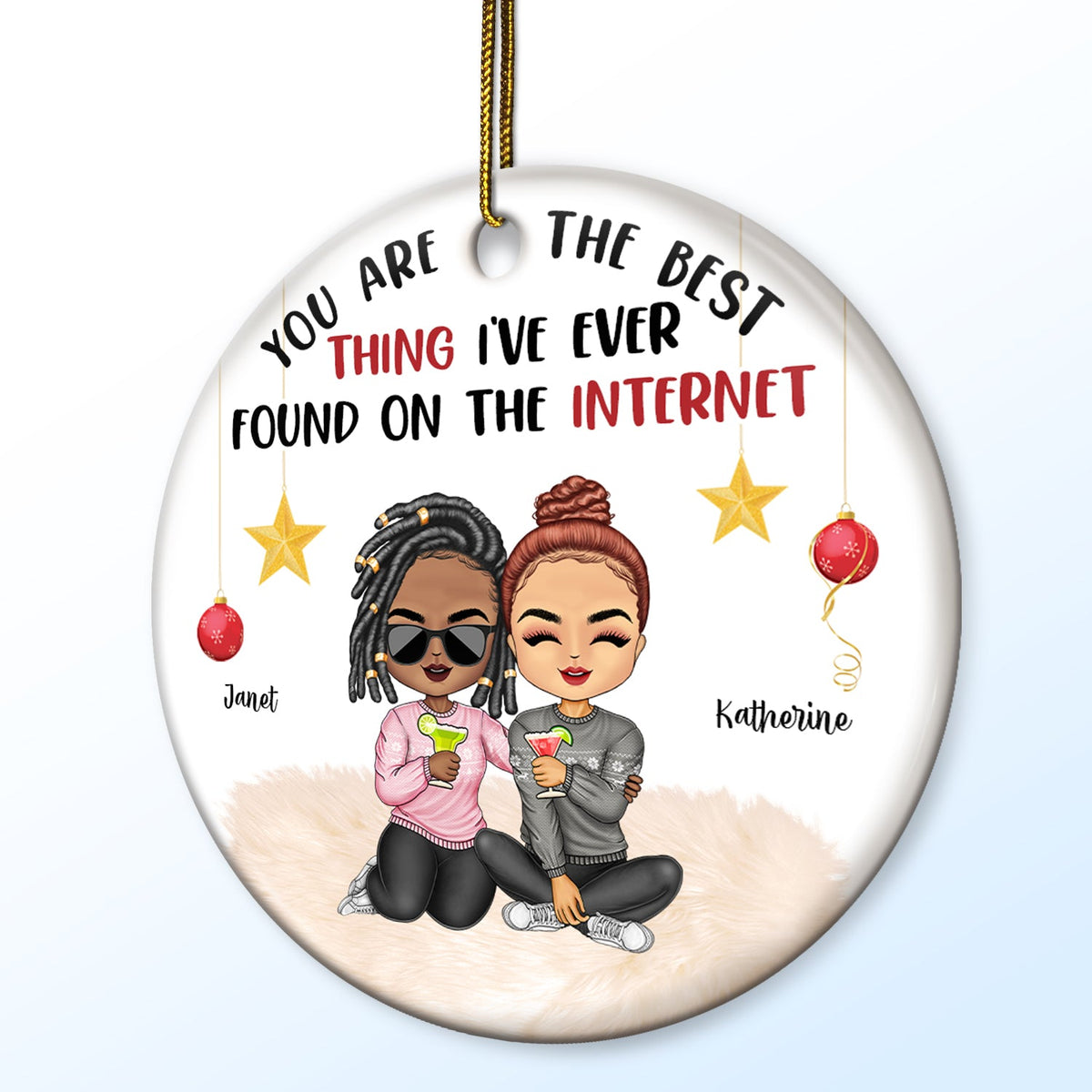 Tu es la meilleure chose que j'ai trouvée - Cadeau de Noël pour couples - Ornement en céramique rond personnalisé