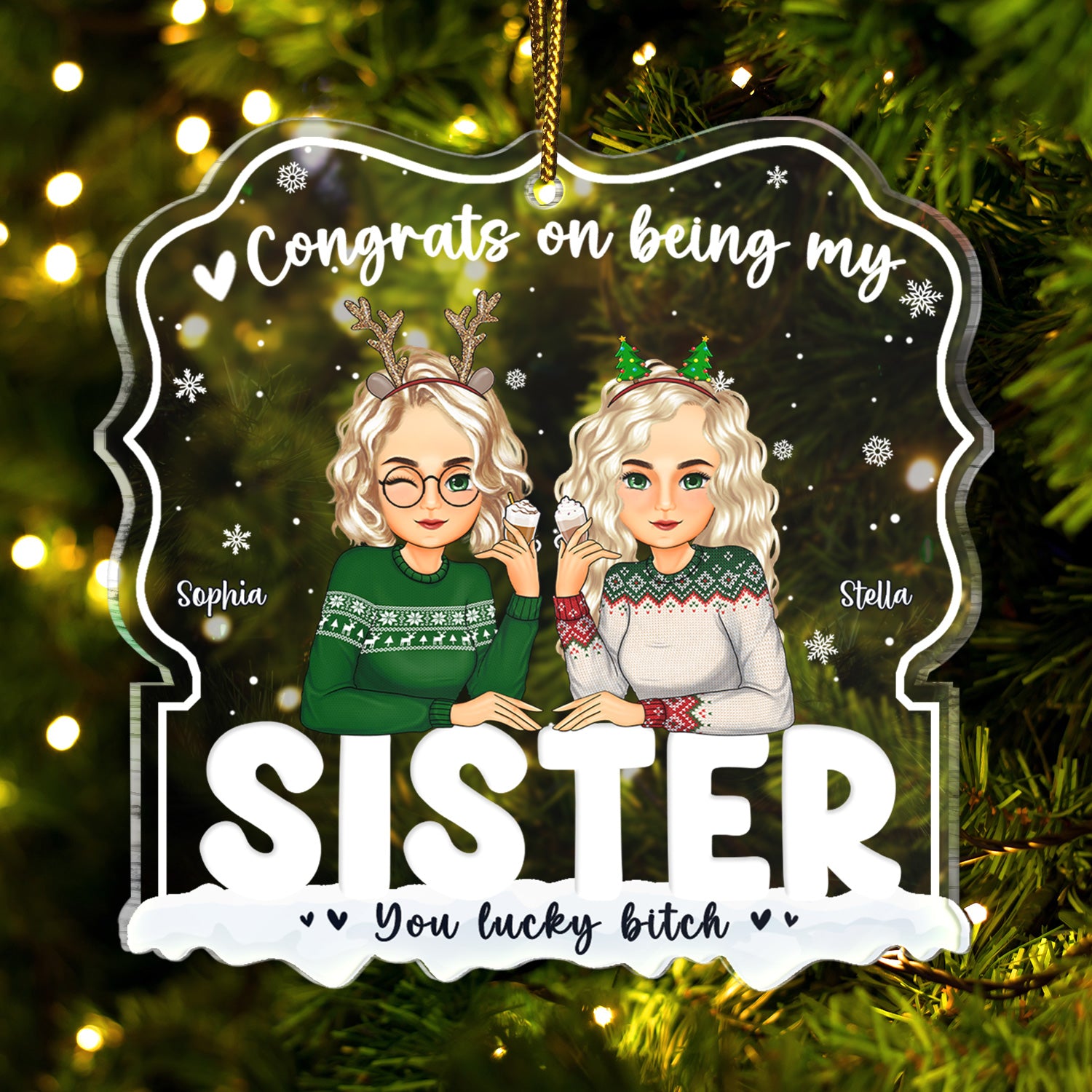 Congrats On Being My Besties - Gift For Sisters, Besties, Brother - Personalized Custom Shaped Acrylic Ornament