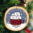 Marshmallow Hot Cocoa Cup - Christmas Gift For Family - Personalized Wood Slice Ornament