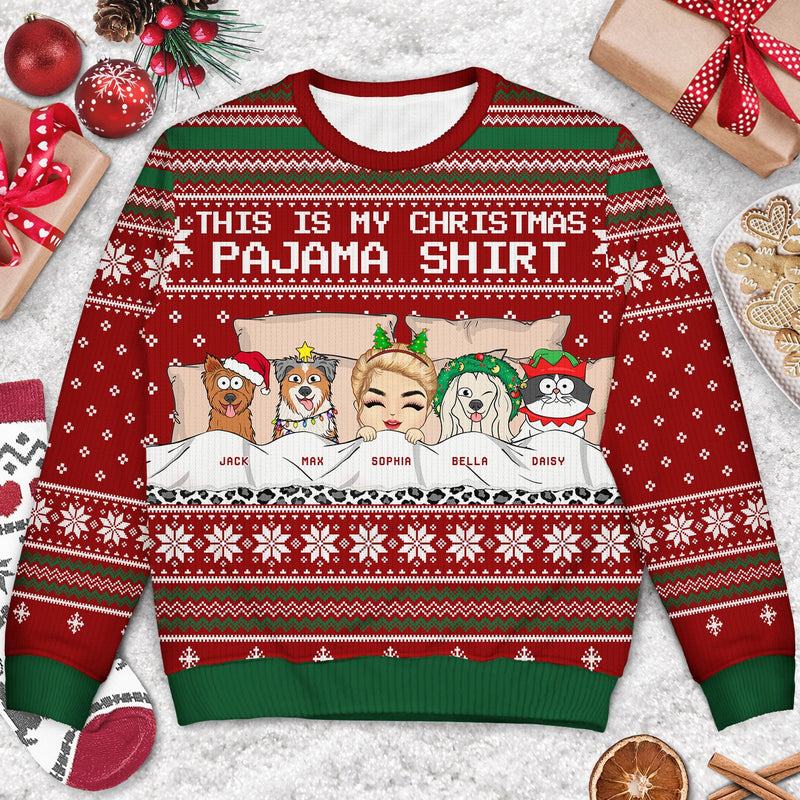 This Is My Christmas Pajama Shirt - Gift For Dog Cat Lovers - Personalized Unisex Ugly Sweater