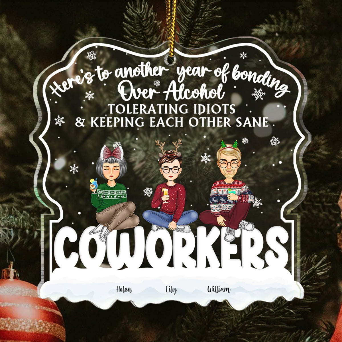 Here's To Another Year - Christmas Gift For Besties - Personalized Custom Shaped Acrylic Ornament
