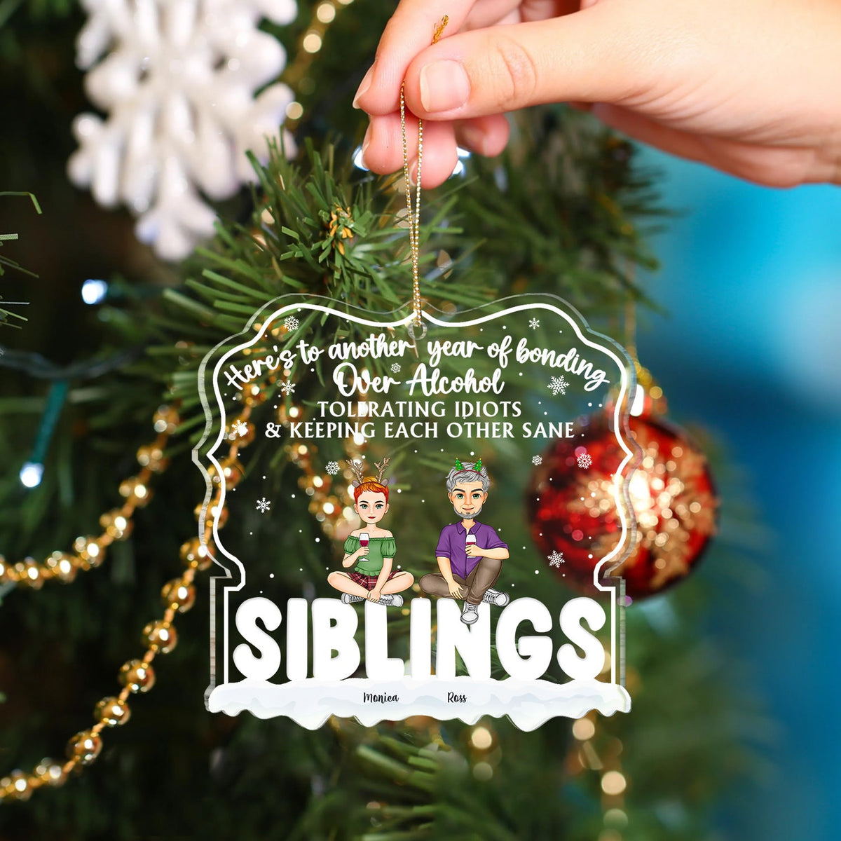 Voici une autre année - Cadeau de Noël pour les meilleurs amis - Ornement acrylique personnalisé en forme personnalisée