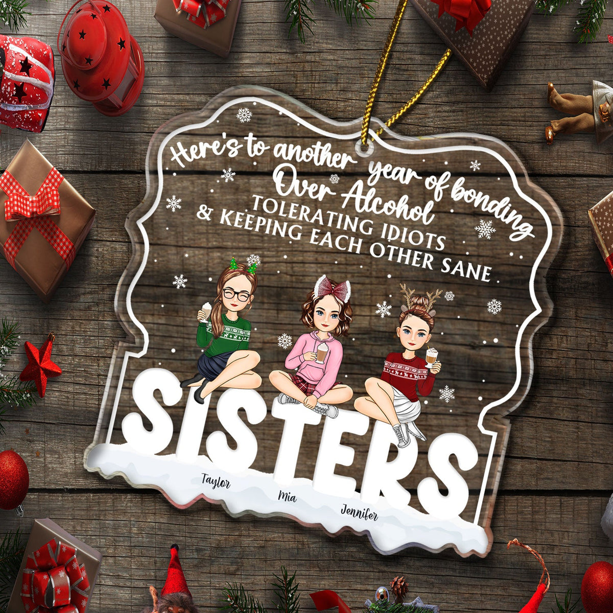 Voici une autre année - Cadeau de Noël pour les meilleurs amis - Ornement acrylique personnalisé en forme personnalisée