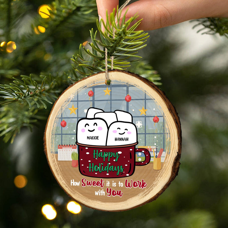 Quel plaisir de travailler avec vous ! Cadeau de Noël pour collègue ! Ornement en bois personnalisé