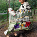 You And Me And The Dog Grass - Gift For Camping Lovers - Personalized Fleece Blanket