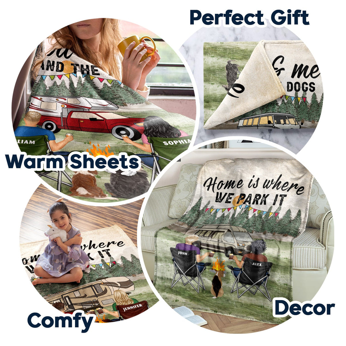 You And Me And The Dog Grass - Gift For Camping Lovers - Personalized Fleece Blanket
