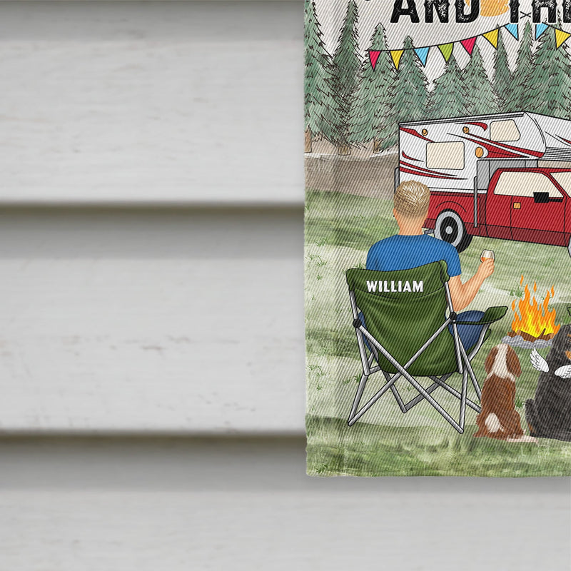 You And Me And The Dog Grass - Gift For Camping Lovers - Personalized Flag