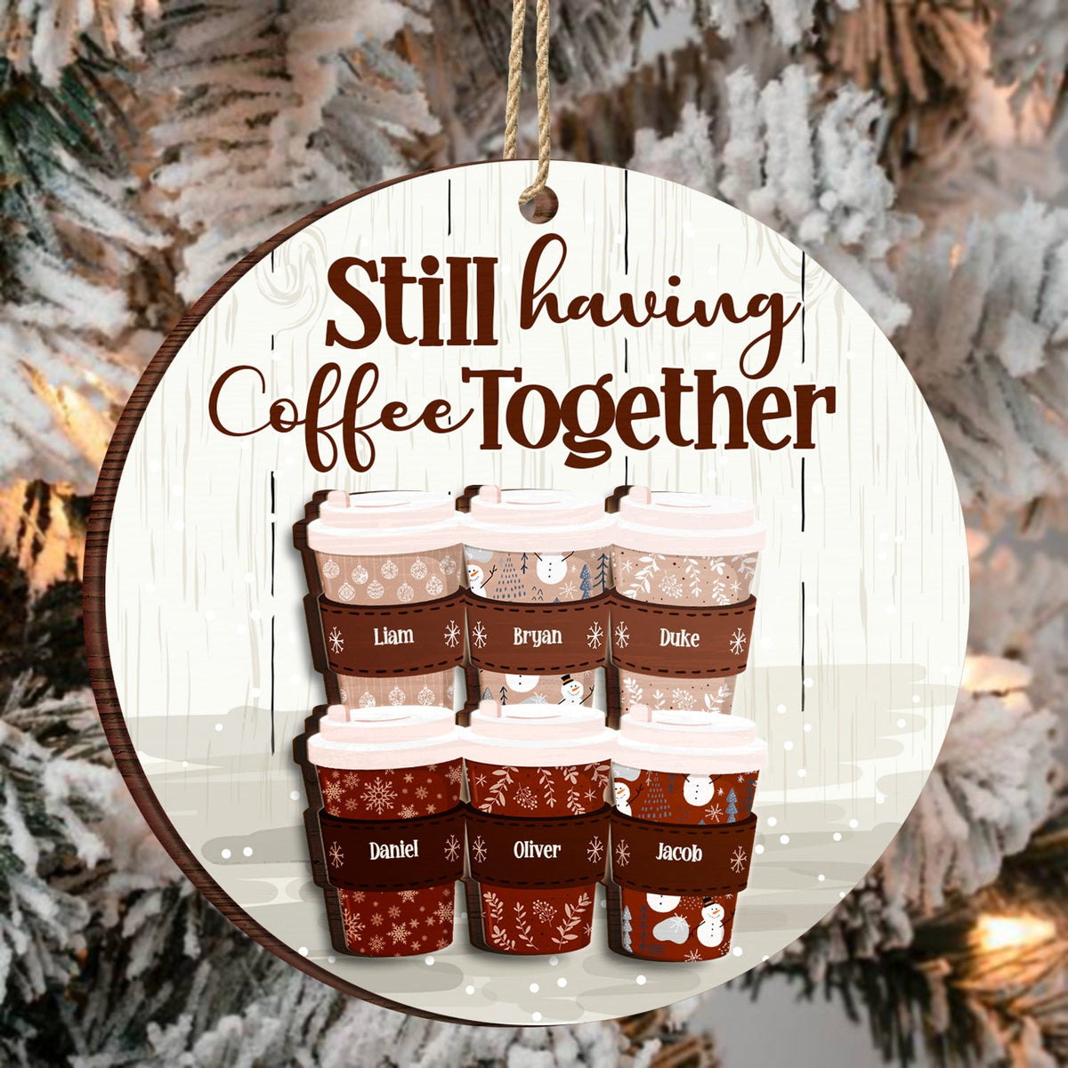 Toujours en train de prendre un café ensemble - Cadeau de Noël pour les meilleurs amis - Décoration en bois personnalisée à 2 couches