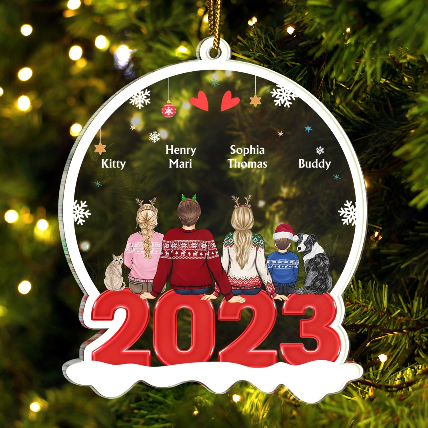Family Backside - Christmas Gift For Family - Personalized Custom Shaped Acrylic Ornament