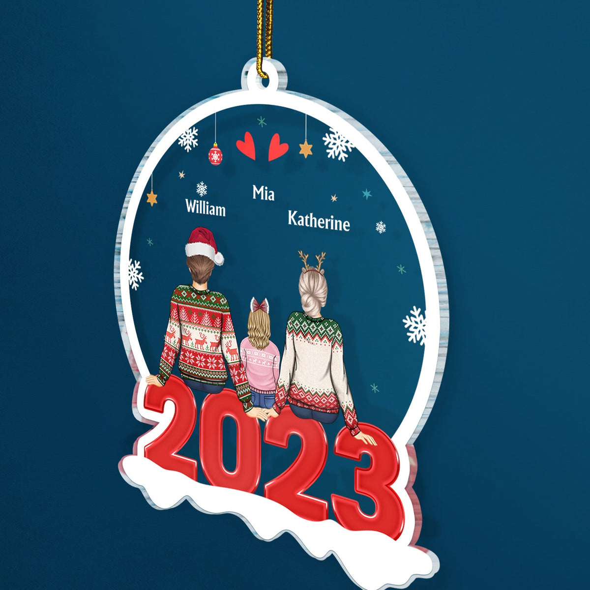 Family Backside - Christmas Gift For Family - Personalized Custom Shaped Acrylic Ornament