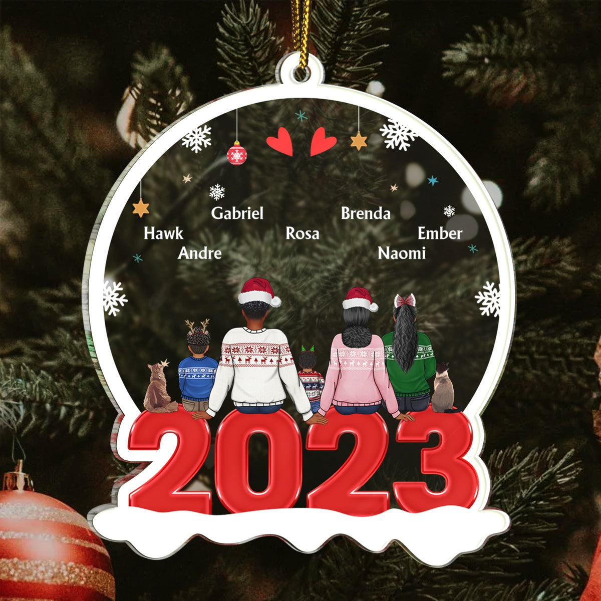 Décoration de Noël personnalisée en acrylique - Cadeau de Noël pour la famille