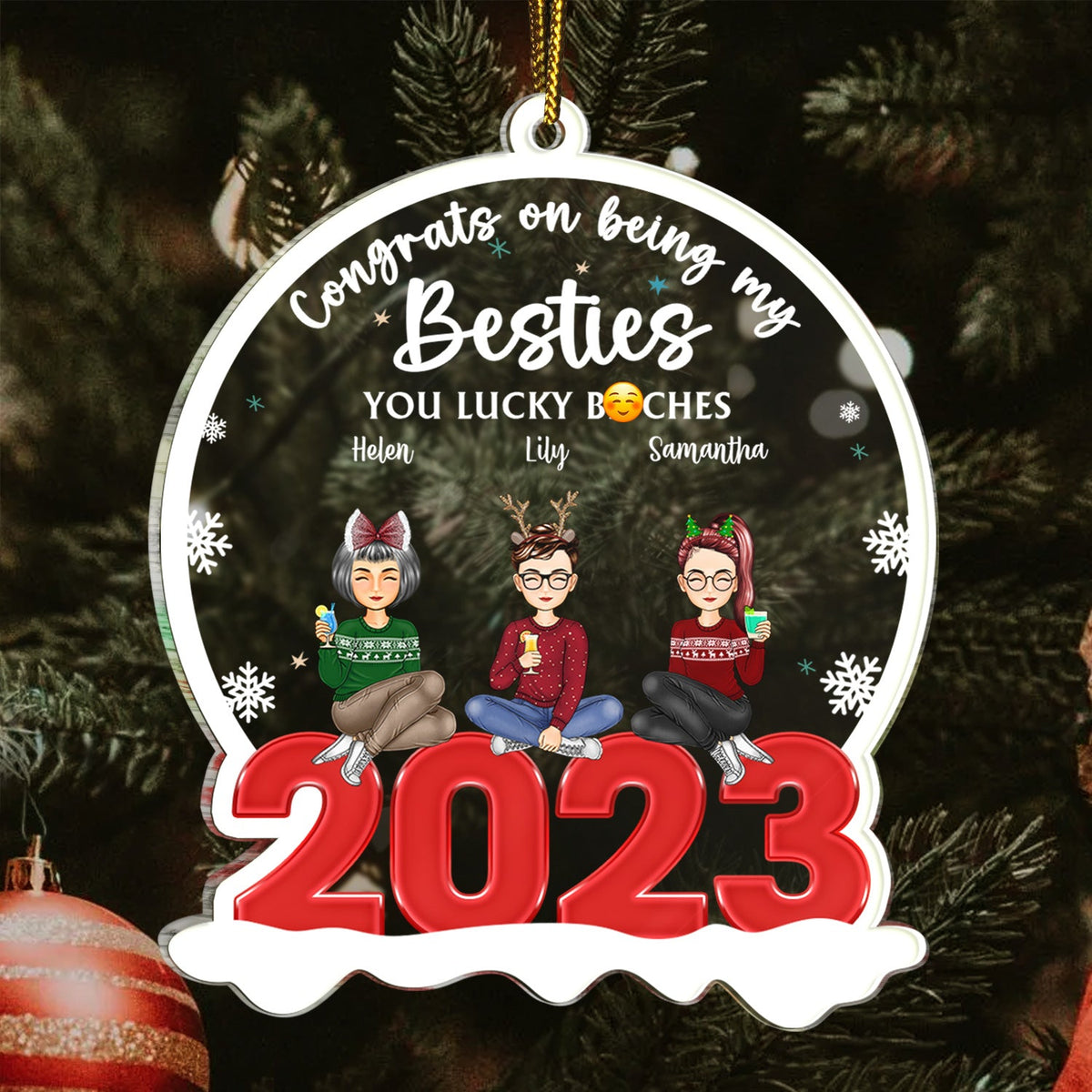 Congrats On Being You Lucky - Christmas Gift For Besties - Personalized Custom Shaped Acrylic Ornament