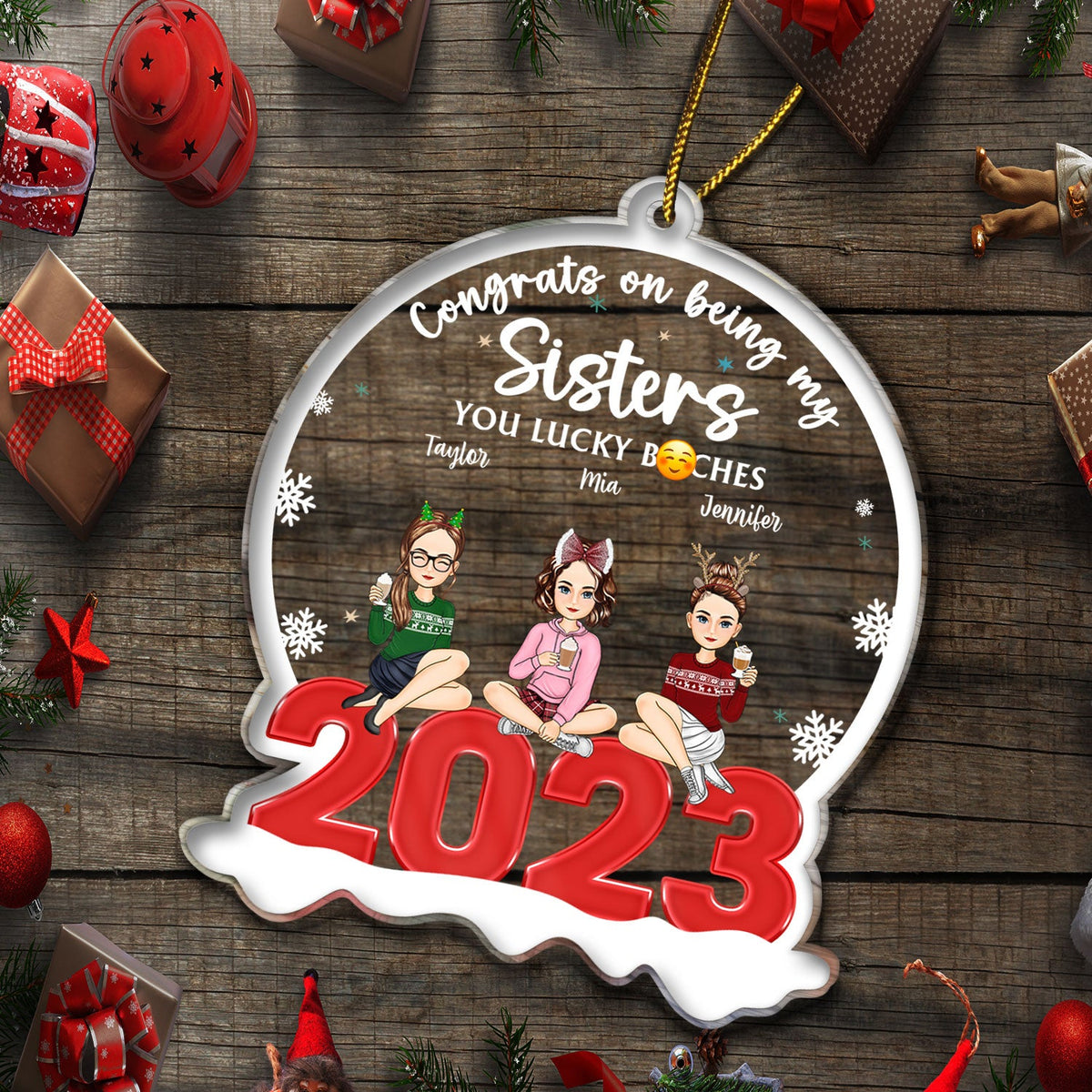 Congrats On Being You Lucky - Christmas Gift For Besties - Personalized Custom Shaped Acrylic Ornament