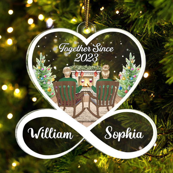 De notre premier baiser jusqu'à notre - Cadeau de Noël pour couples - Ornement acrylique personnalisé en forme personnalisée