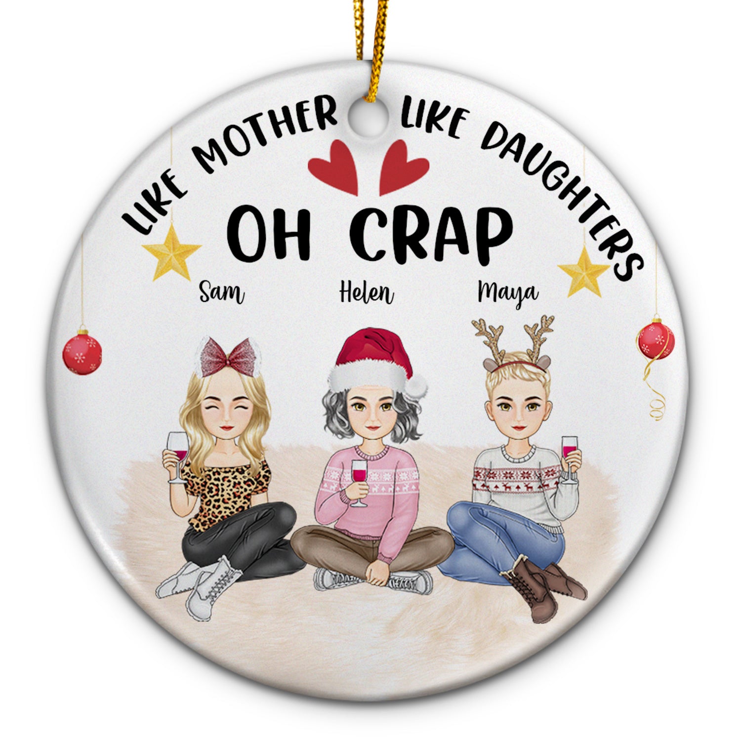 Like Mother Like Daughter - Christmas Gift For Mother Daughter - Personalized Circle Ceramic Ornament