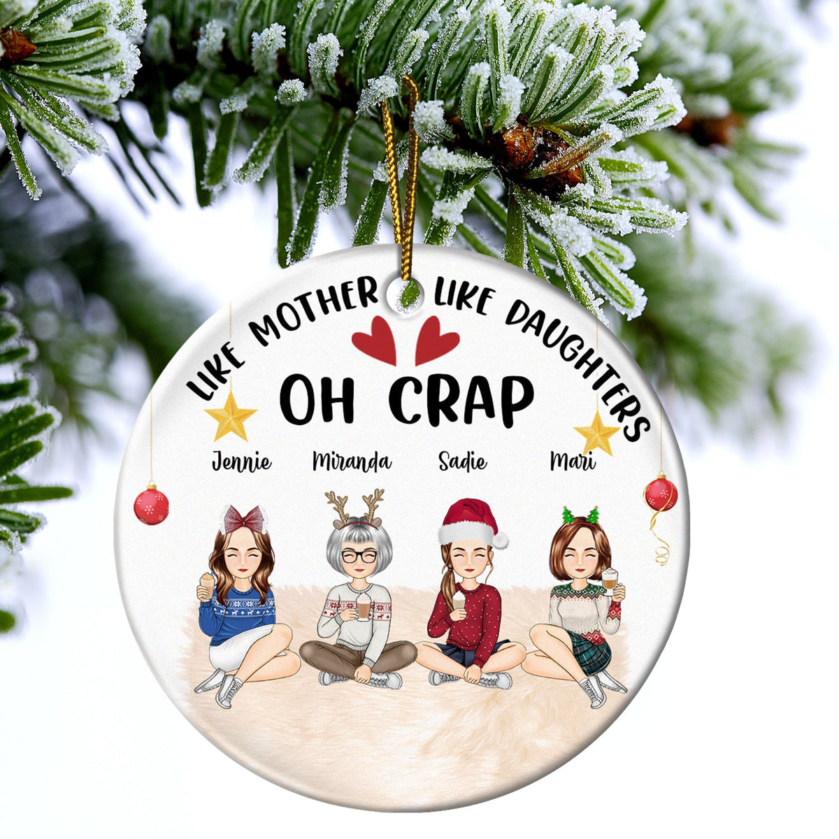 Like Mother Like Daughter - Christmas Gift For Mother Daughter - Personalized Circle Ceramic Ornament