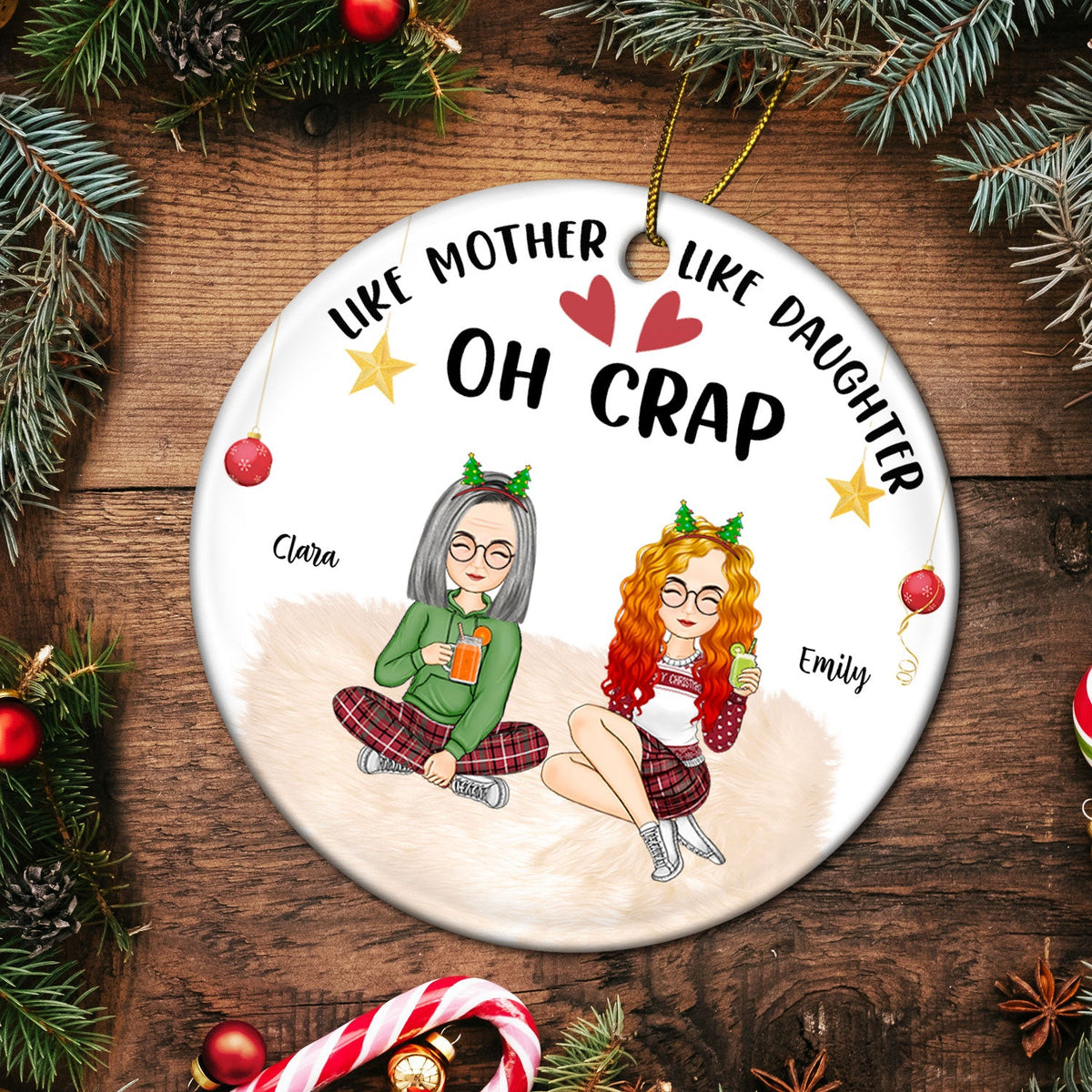 Like Mother Like Daughter - Christmas Gift For Mother Daughter - Personalized Circle Ceramic Ornament