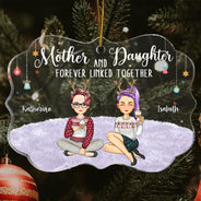 Liés à jamais - Cadeau de Noël pour mère et fille - Ornement médaillon personnalisé en acrylique