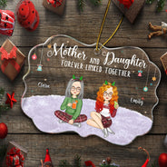 Liés à jamais - Cadeau de Noël pour mère et fille - Ornement médaillon personnalisé en acrylique