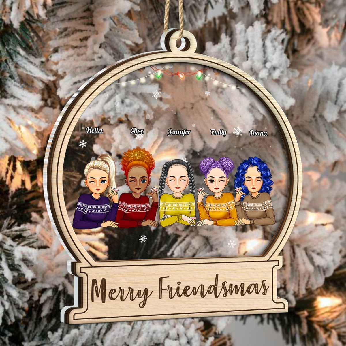 Merry Friendsmas - Christmas Gift For Besties - Personalized 2-Layered Mix Ornament